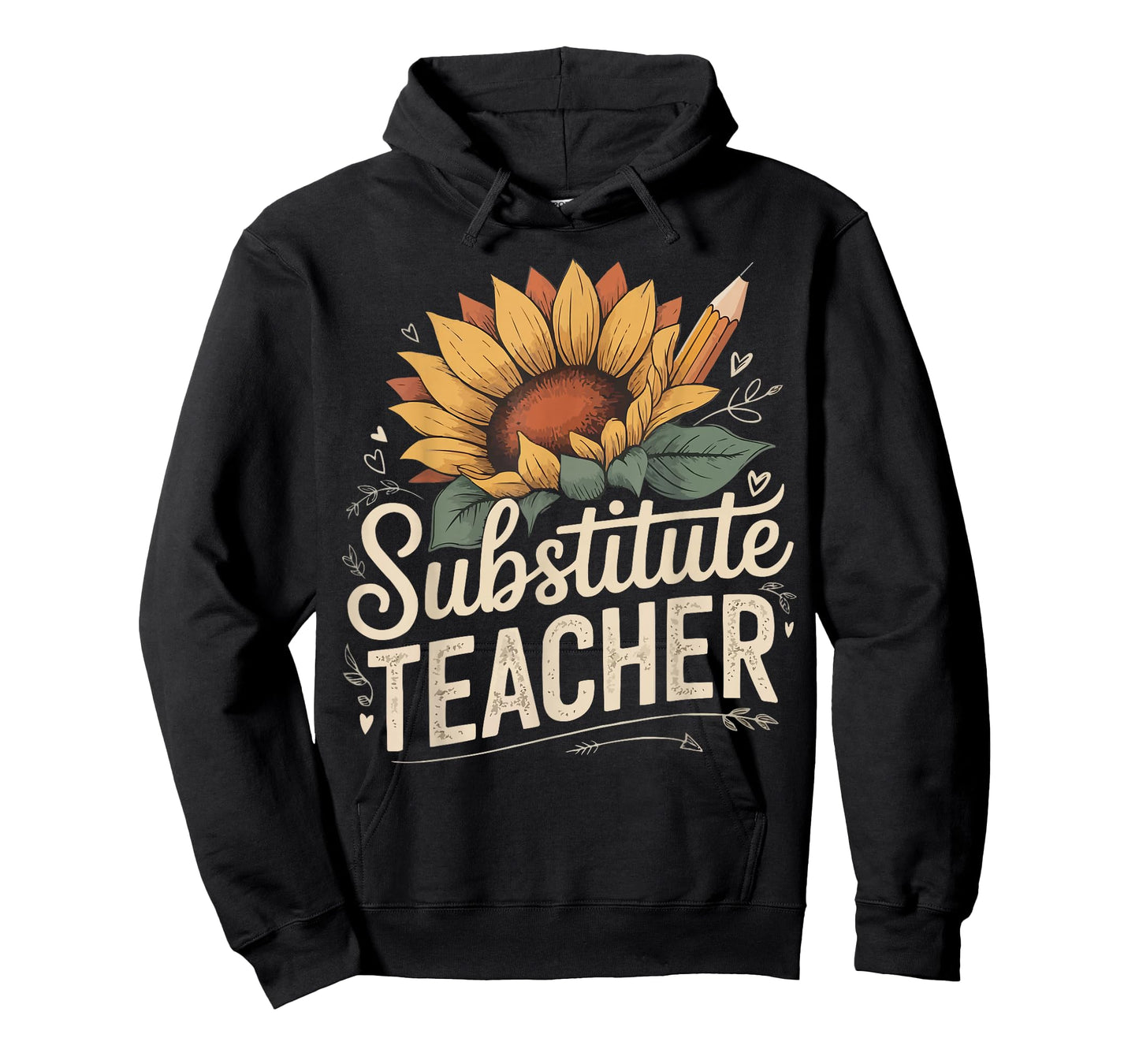 Funny Substitute Teacher Flower and Pencil T-Shirt