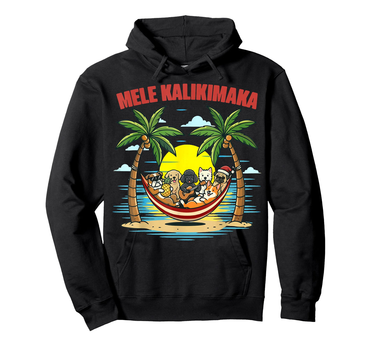 Funny Hawaiian Mele Kalikimaka Dogs Celebrating Christmas T-Shirt