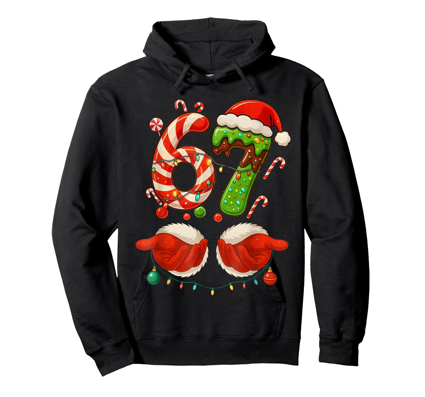 67 Christmas 6 7 Six Seven Meme 67 Candy Cane Xmas Holiday T-Shirt