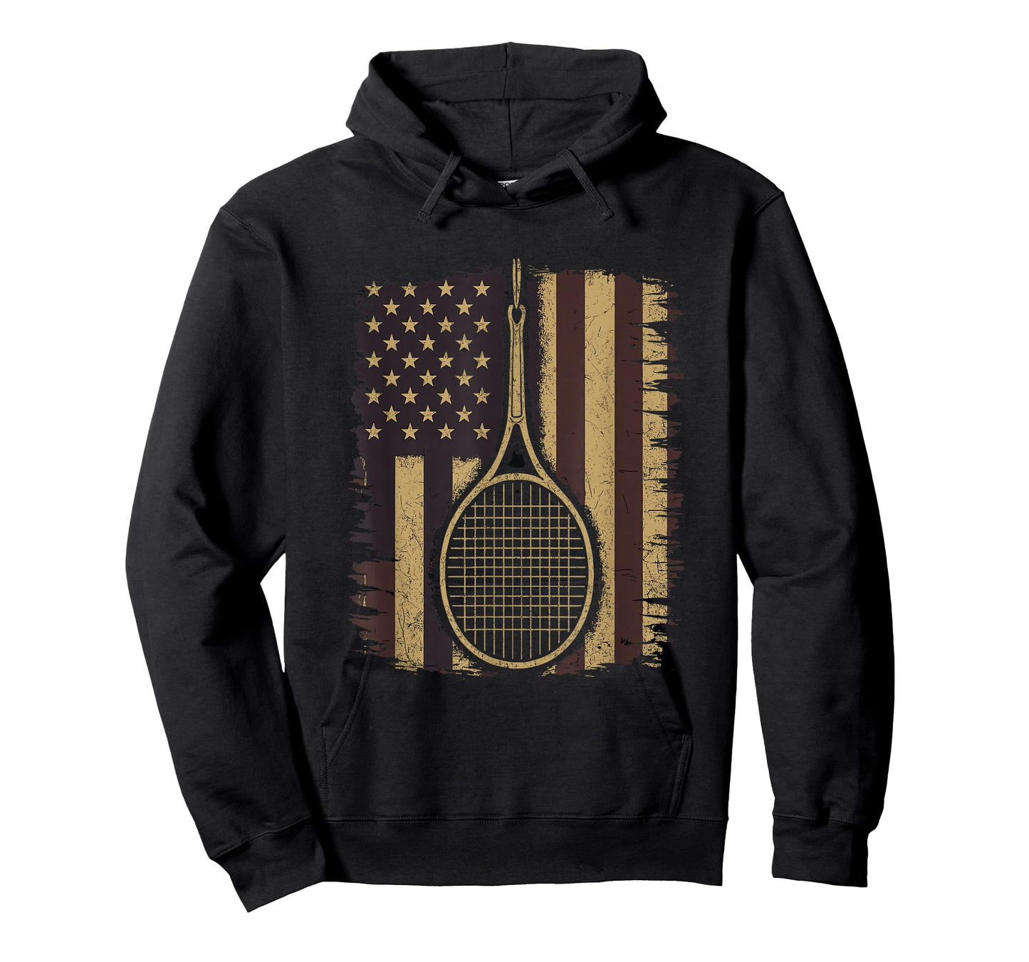 Tennis Racket USA Flag Vintage Patriotic Tee Boys Girls T-Shirt