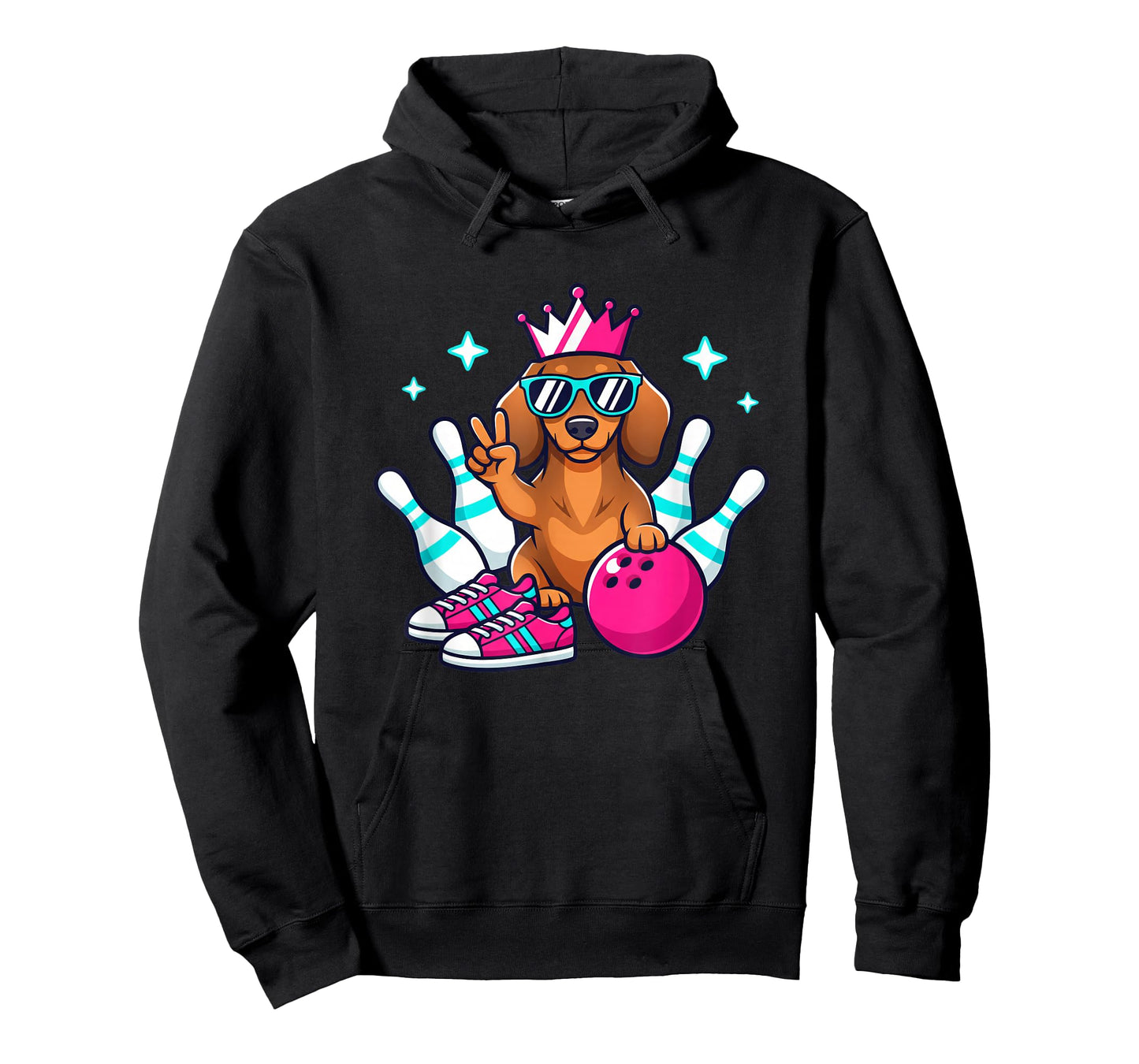 Dog Bowling Dachshund King, Funny Bowling Dog Design T-Shirt