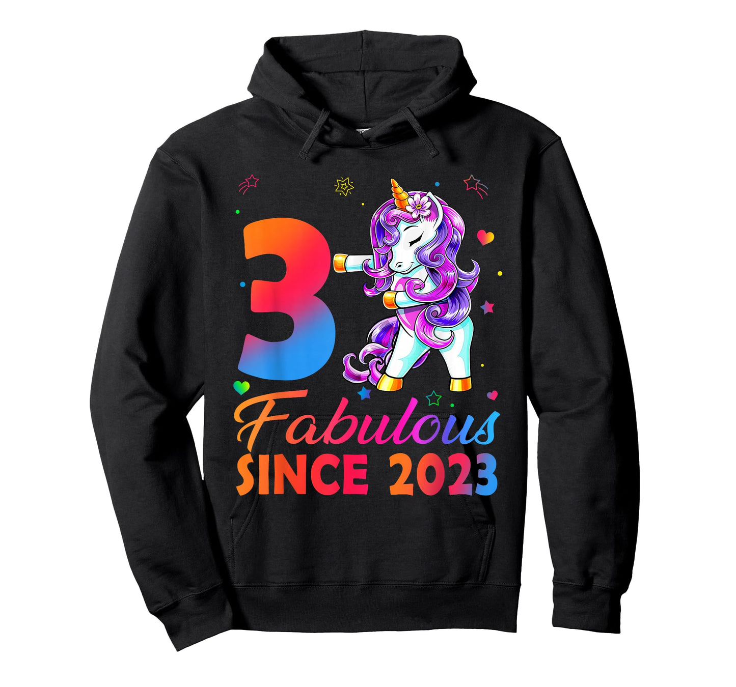 Fabulous Since 2023 3rd Birthday Girl 3 Years Old Unicorn T-Shirt