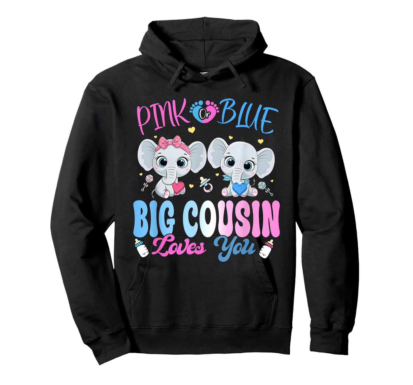 Pink or Blue Big Cousin Loves You Gender Reveal Elephant T-Shirt