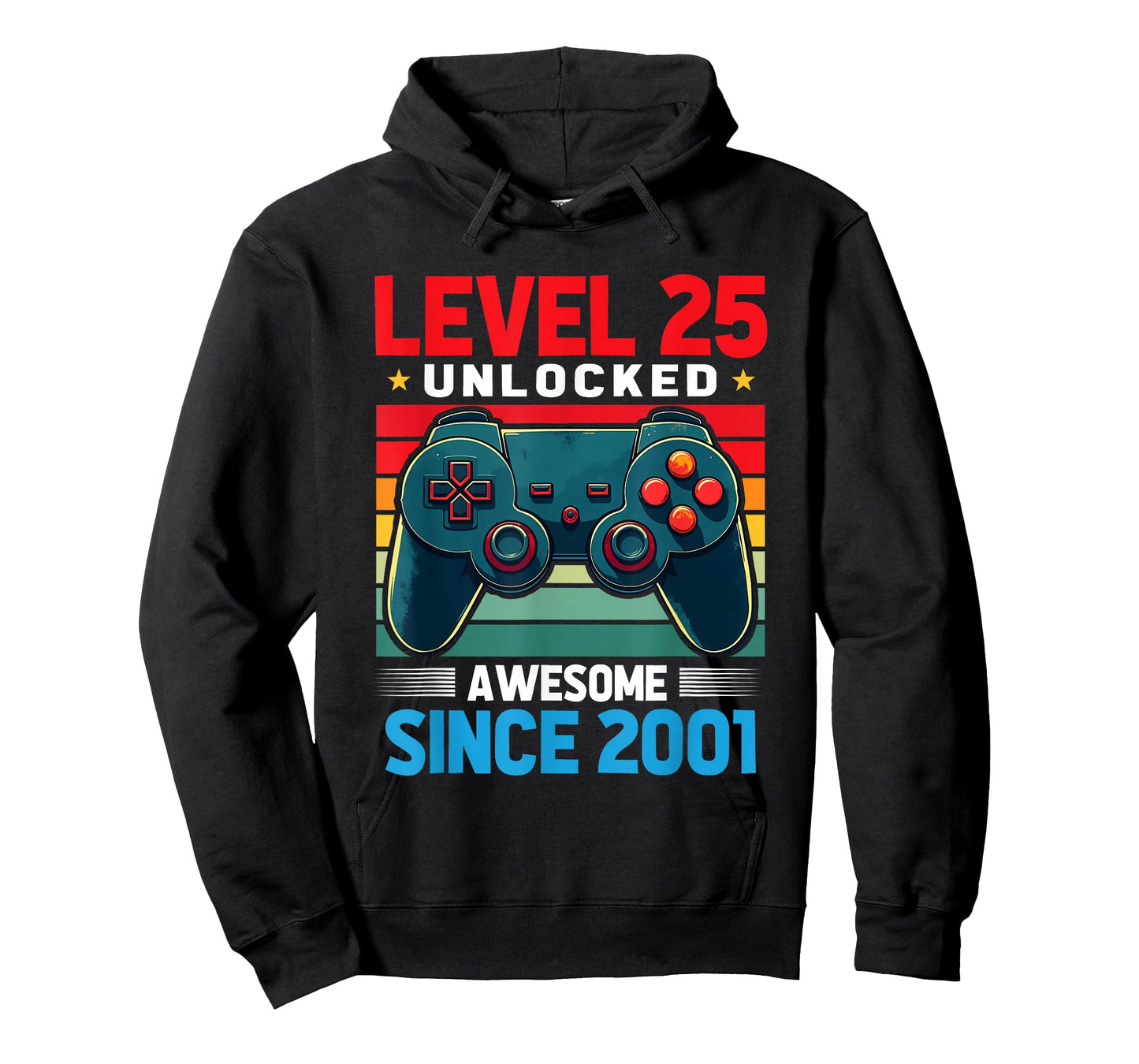 Level 25 Unlocked Awesome Since 2001 25th Birthday Gaming T-Shirt