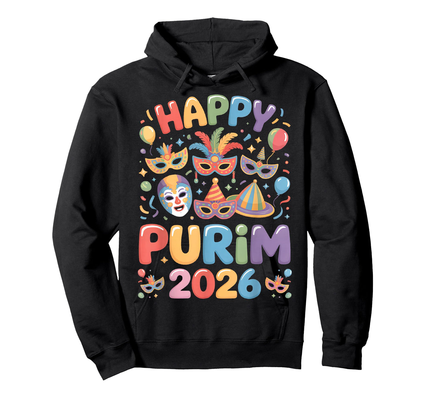 Happy Purim 2026 Festive Masquerade Mask Balloon Party T-Shirt