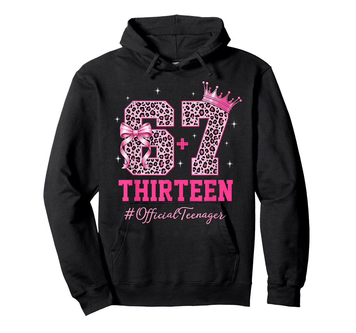 67 Meme 13th Birthday Girl Leopard Pink Bow Cute Teen Girls T-Shirt
