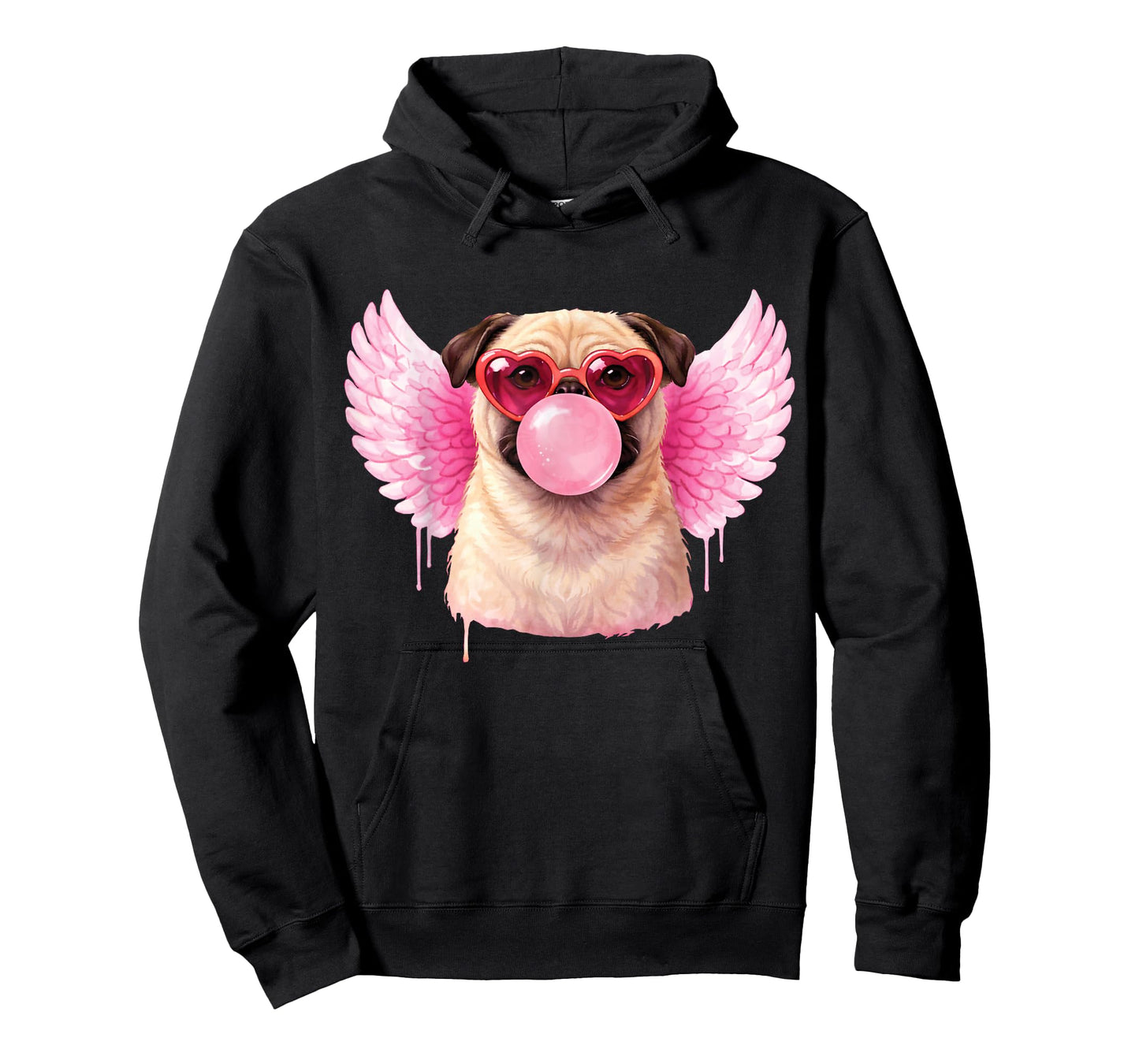 Retro Cupid Valentine Dog Valentines Love Hearts Cute Pug T-Shirt