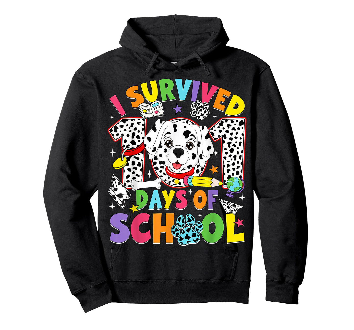 I Survived 100 Days of School Dalmatian Dog 100th Day Kids T-Shirt