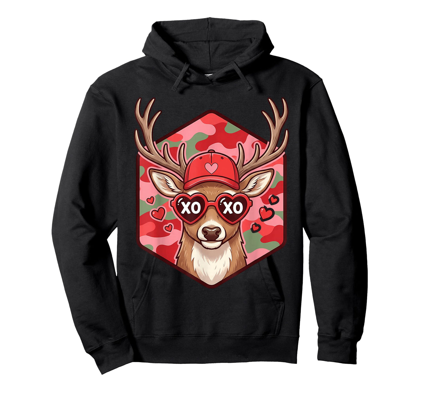 Retro Funny Boys Valentines Day Hunting Deer Camo Kids Men T-Shirt