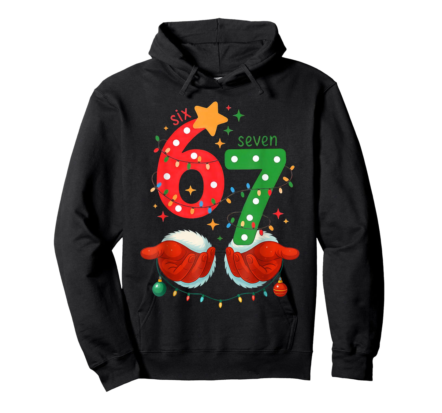 Funny Six Seven 6 7 Meme Christmas Family Xmas Santa 67 T-Shirt