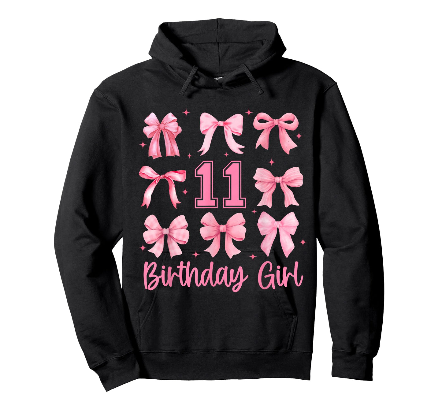 11 Years Old Birthday Girl Pink Bow Girls Kids Cute Birthday T-Shirt