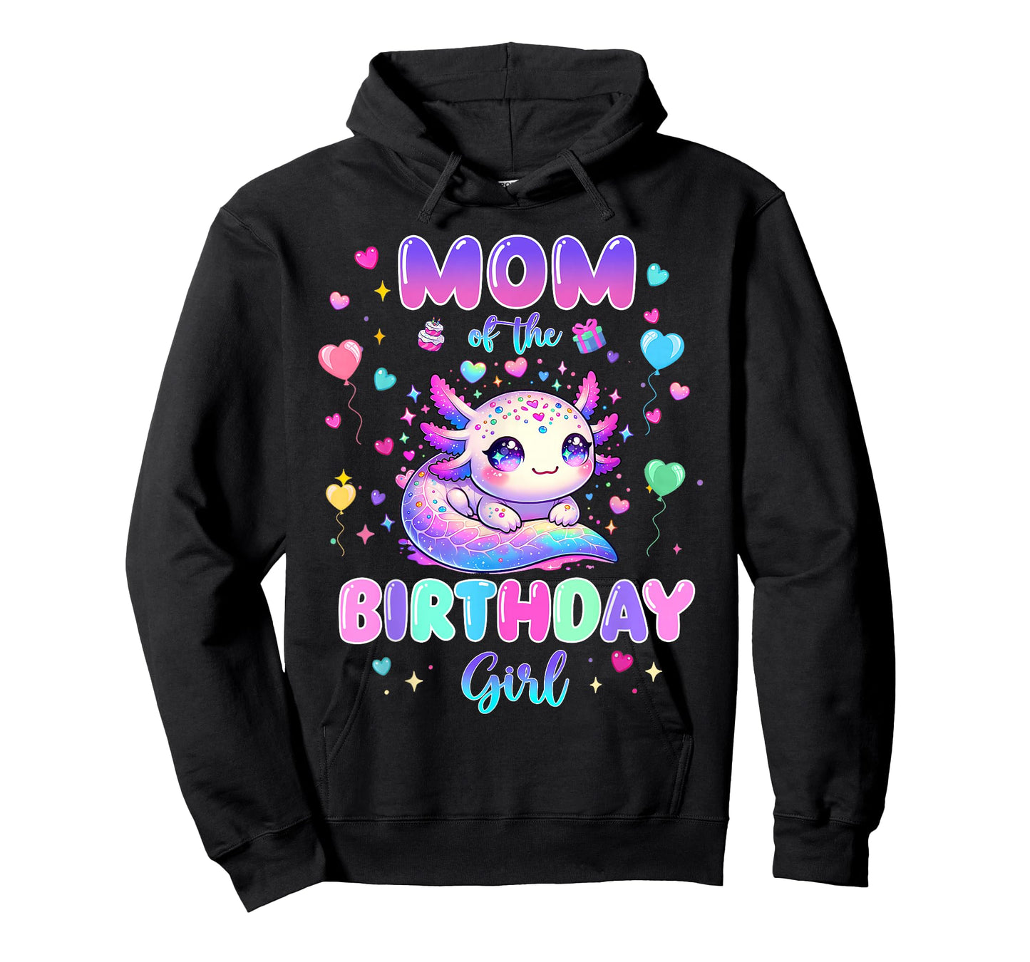 Mom of The Birthday Girl Axolotl Lover Theme Family Matching T-Shirt