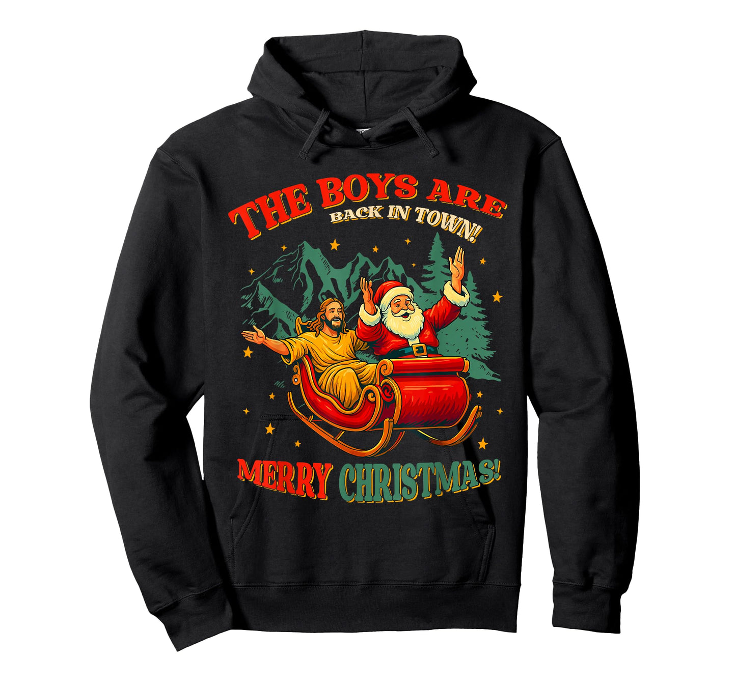 Funny Jesus Santa The Boys are Back in Town Merry Christmas T-Shirt