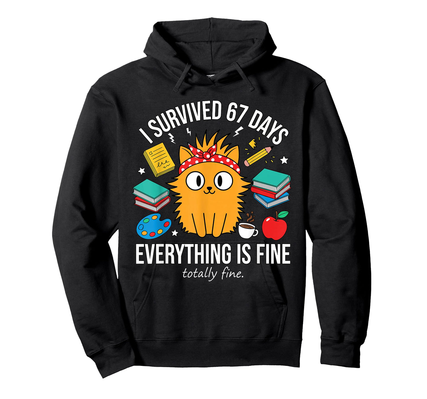 I Survived 67 Days of School Funny Cat Meme Teacher Student T-Shirt