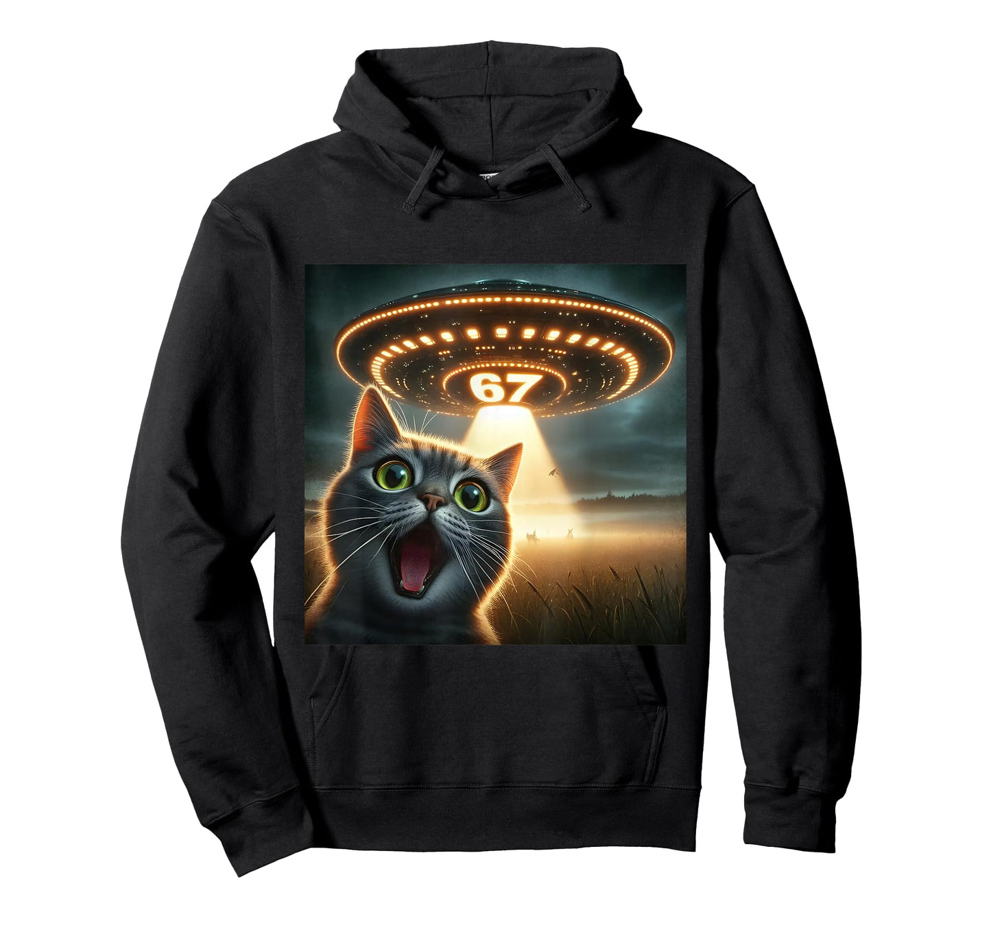 67 Funny Cat Selfie UFO Alien Meme T-Shirt