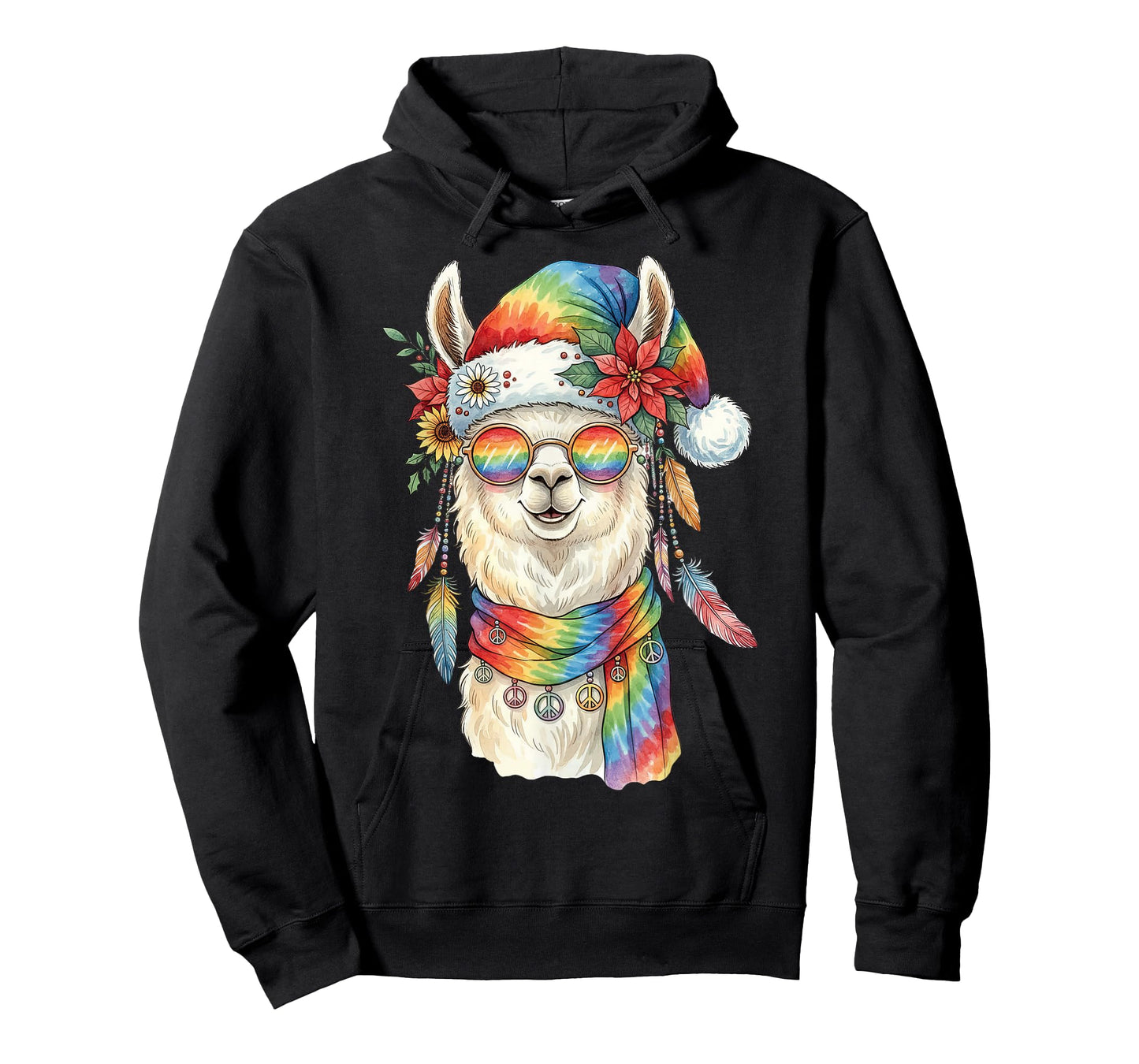 Gypsy Santa Llama Tie Dye Hippie Groovy Christmas T-Shirt