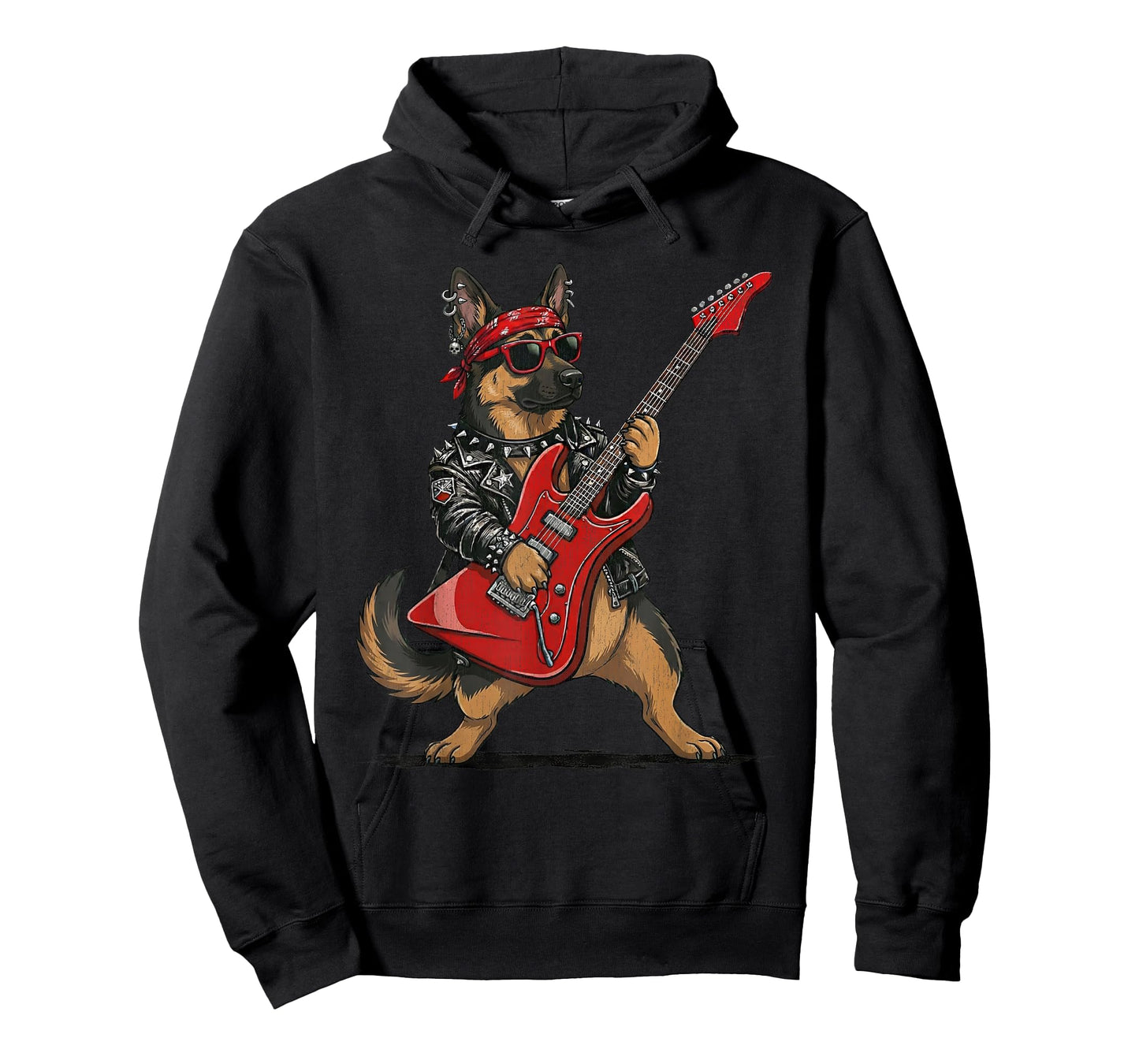 German Shepherd Dog Rock and Roll Playing Guitar Rockstar T-Shirt
