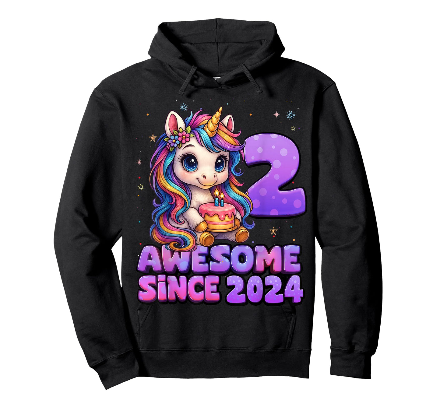 2 Year Old Girl Awesome Since 2024 Unicorn 2nd Birthday Girl T-Shirt