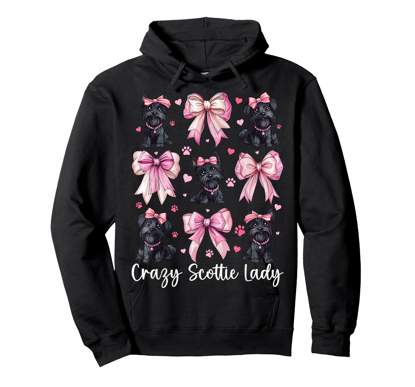 Crazy Scottie Lady Scottish Terrier Dog Coquette Bow T-Shirt