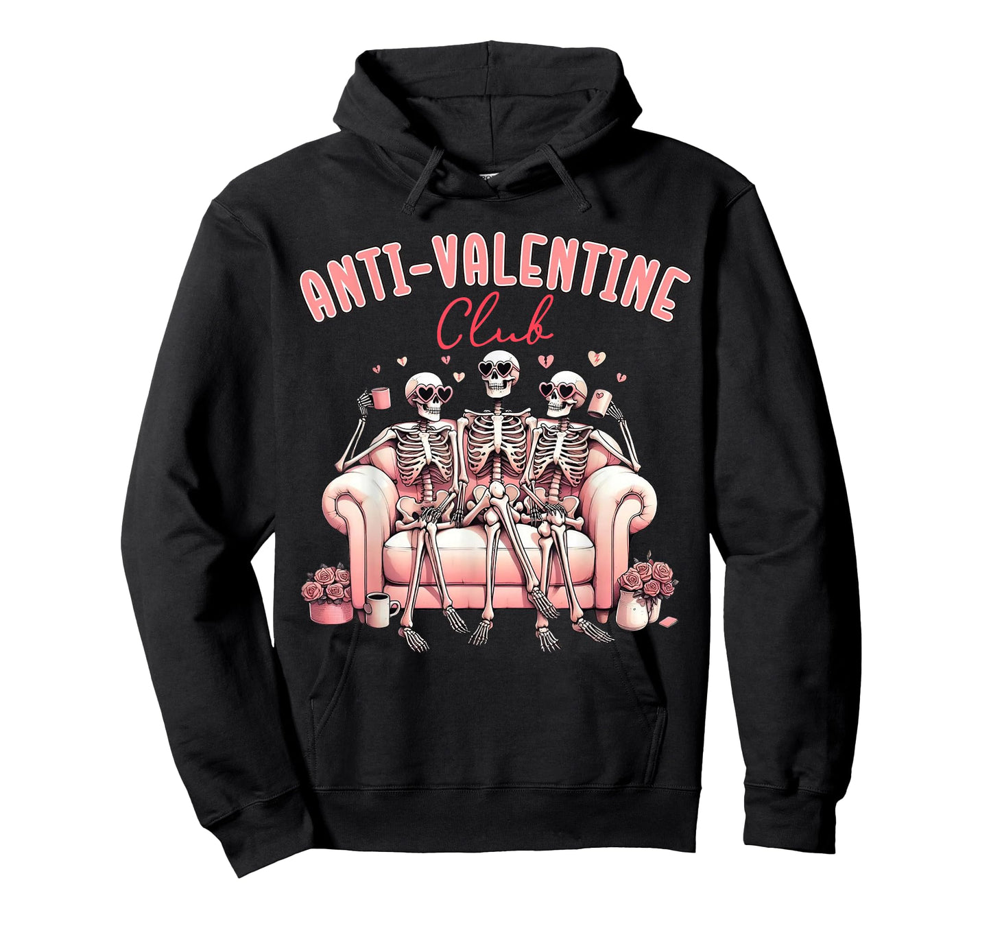 Anti Valentine Club Funny Skeleton Funny Single Valentines T-Shirt