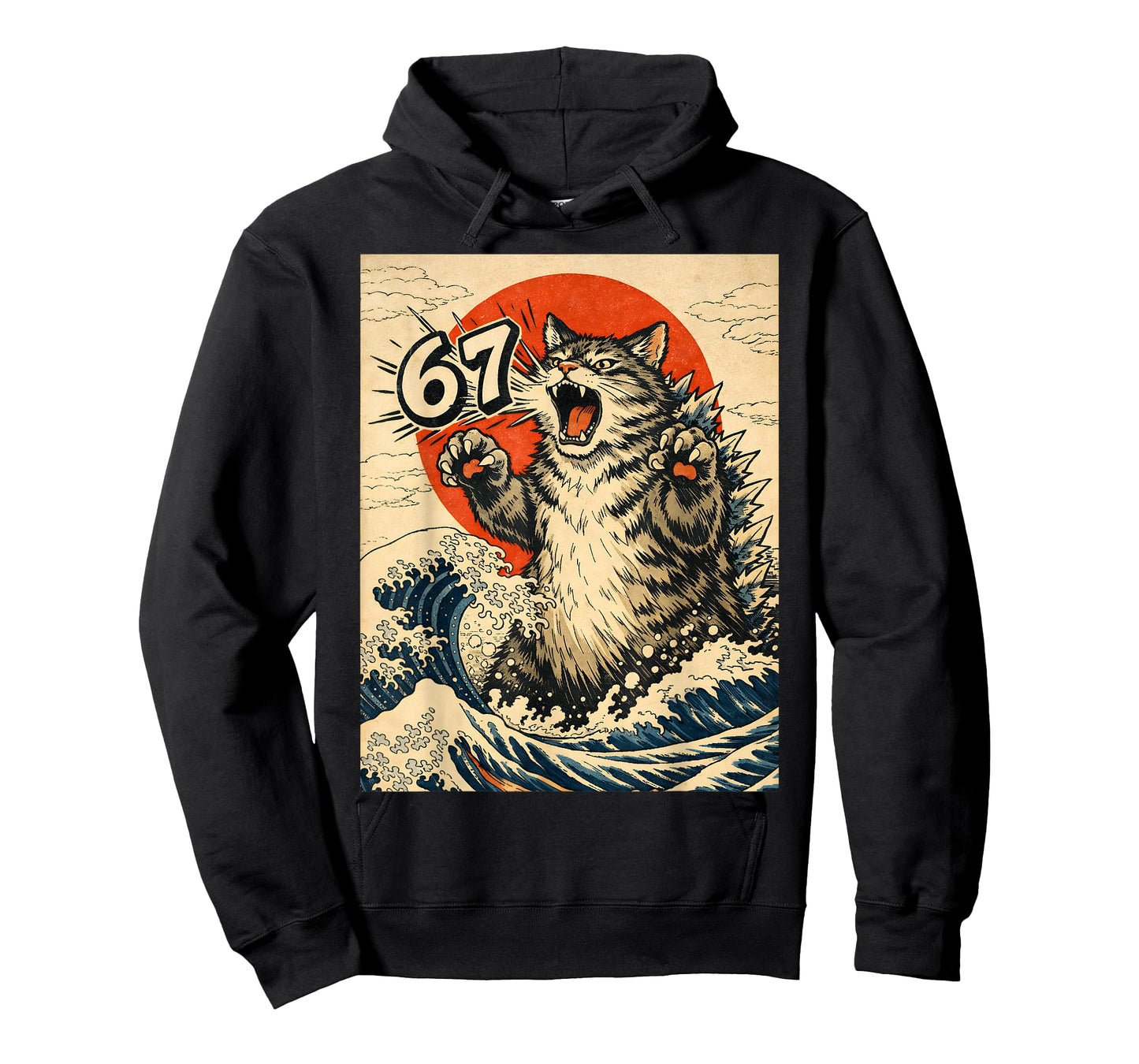 Catzilla Cat Japanese Art Funny Cat 6 7 Meme T-Shirt