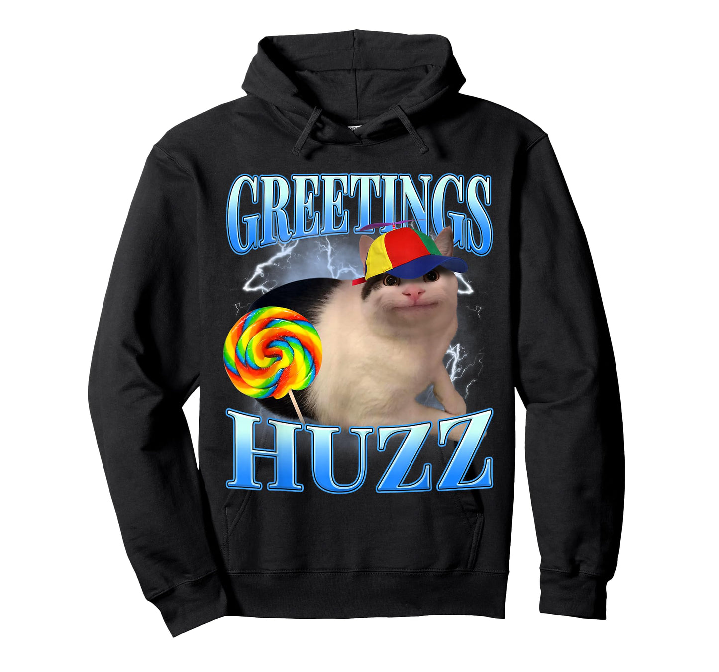 Lollipop Cat Meme Greetings Huzz Funny Gen Z Alpha Humor T-Shirt