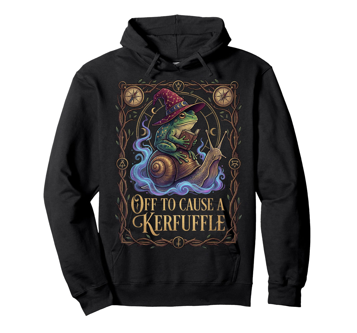 Off to Cause A Kerfuffle Witchy Frog Wizard Snail Meme Humor T-Shirt