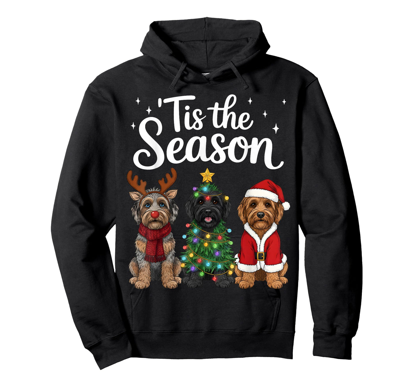 Tis The Season Aussiedoodle Christmas Santa Dog Lover T-Shirt