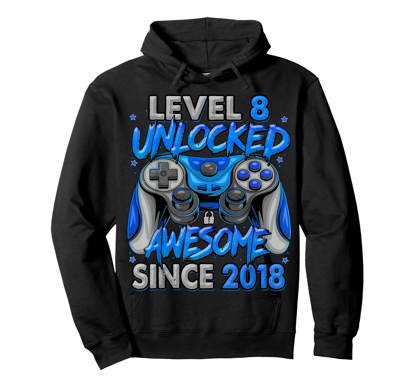 Level 8 Unlocked Awesome Since 2018 8th Birthday Gaming T-Shirt