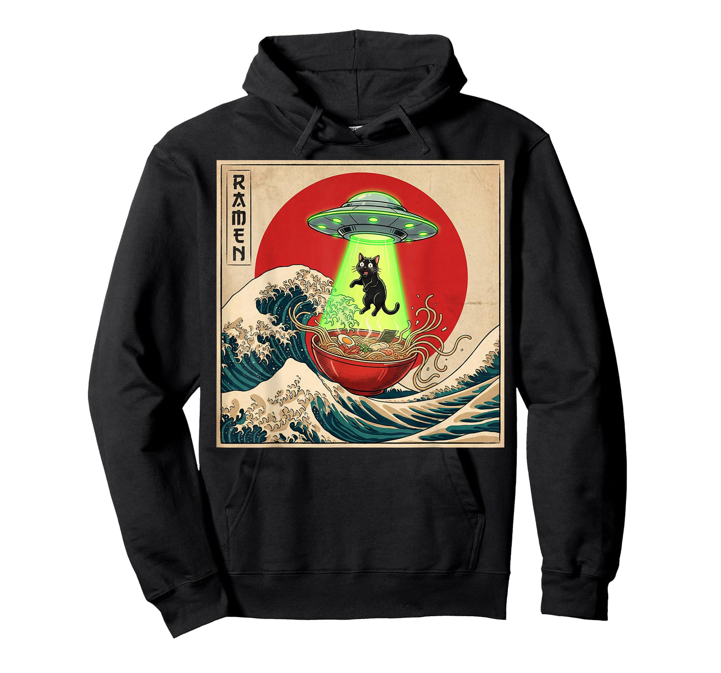 Cat Ramen UFO Japanese Anime Men Women Teens T-Shirt