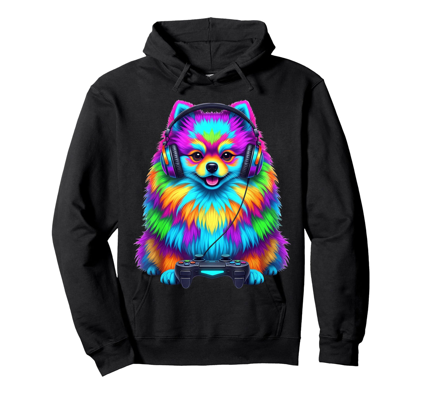 Colorful Pomeranian Video Game Gamer Dog Zoo Design T-Shirt
