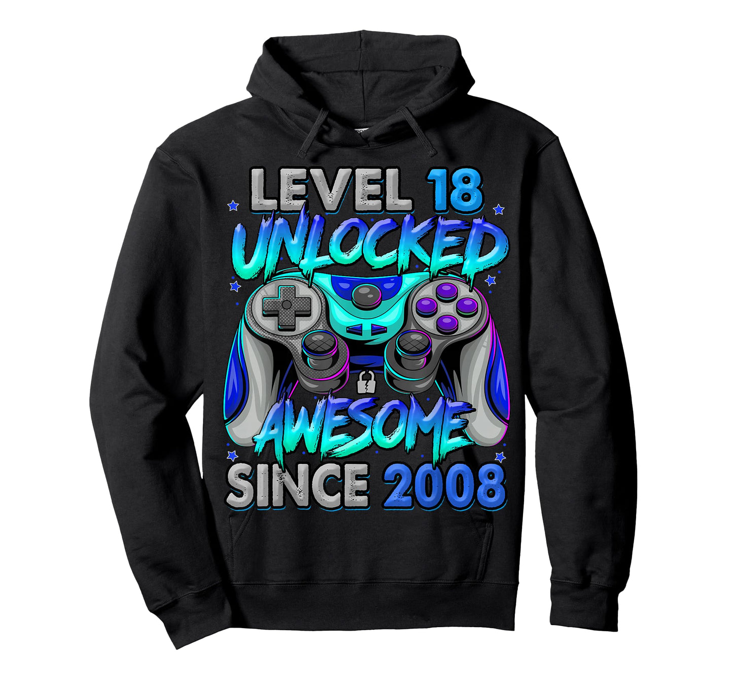 Level 18 Unlocked Awesome Since 2008 18th Birthday Gaming T-Shirt