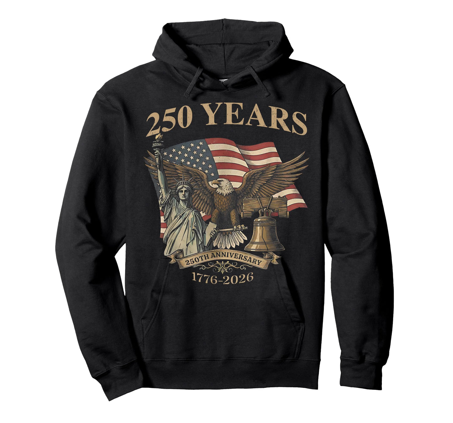 250 Years America 1776-2026 Liberty Bell Eagle USA Flag T-Shirt