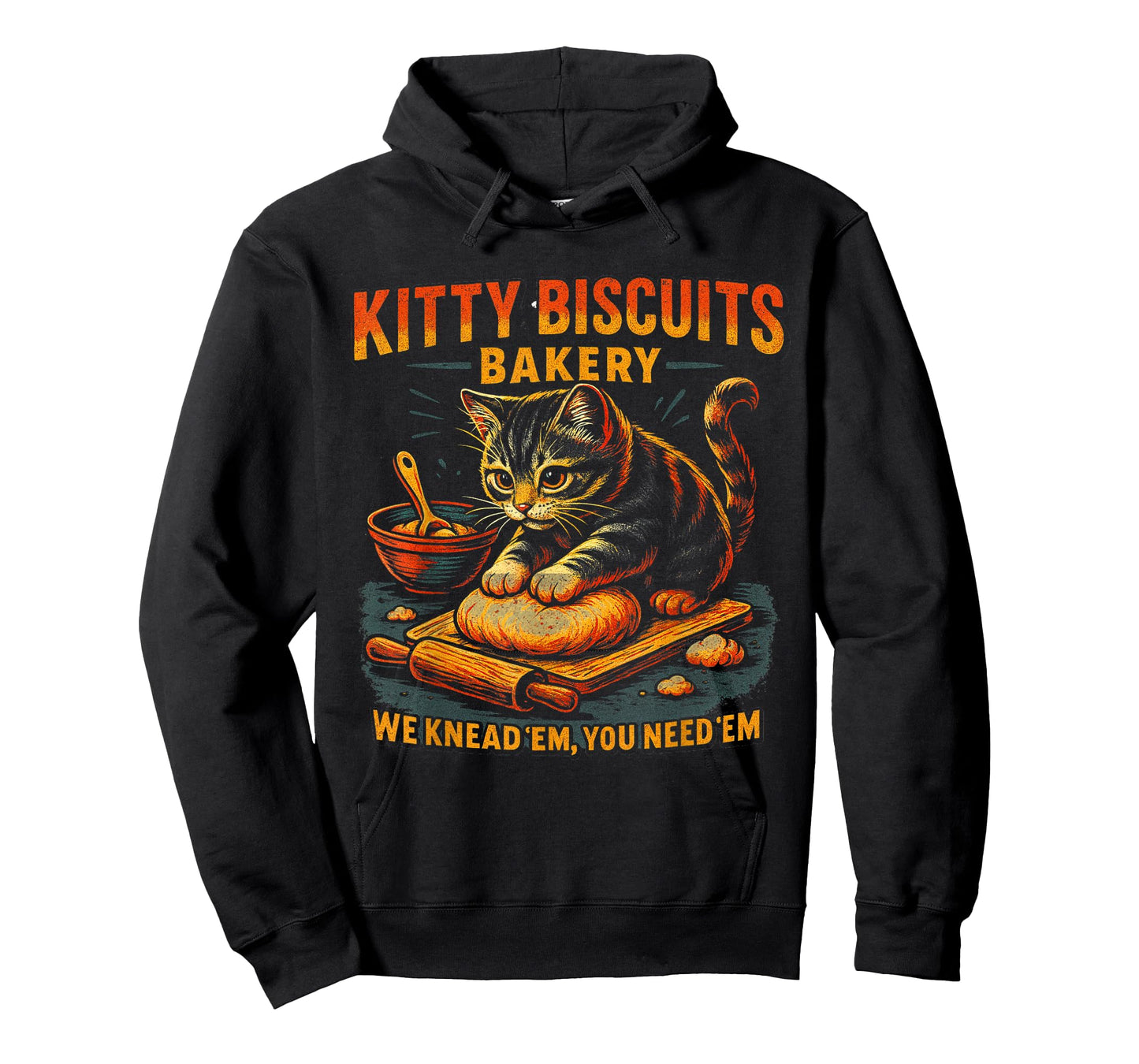 Cute Kitty Biscuits Bakery Cat Retro Kneading Dough T-Shirt