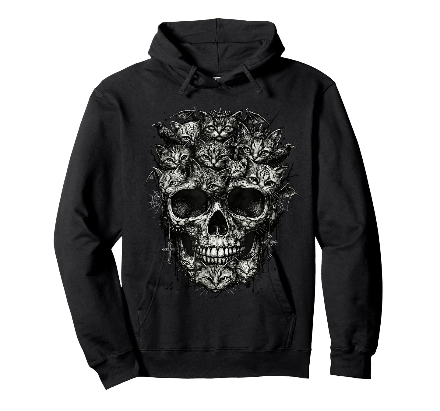 Cats Skull, Kitten Goth Alt Punk Weirdcore Halloween Art T-Shirt