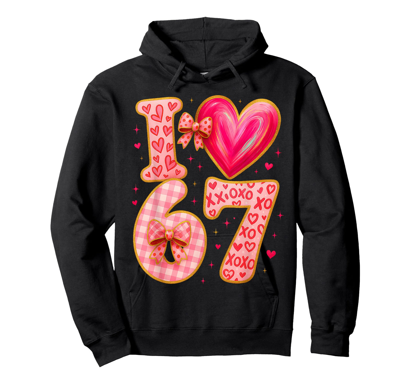 Valentines Day Love 6 7 Six Seven Meme 67 Womens Girls Kids T-Shirt