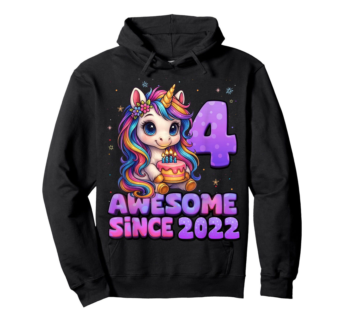 4 Year Old Girl Awesome Since 2022 Unicorn 4th Birthday Girl T-Shirt