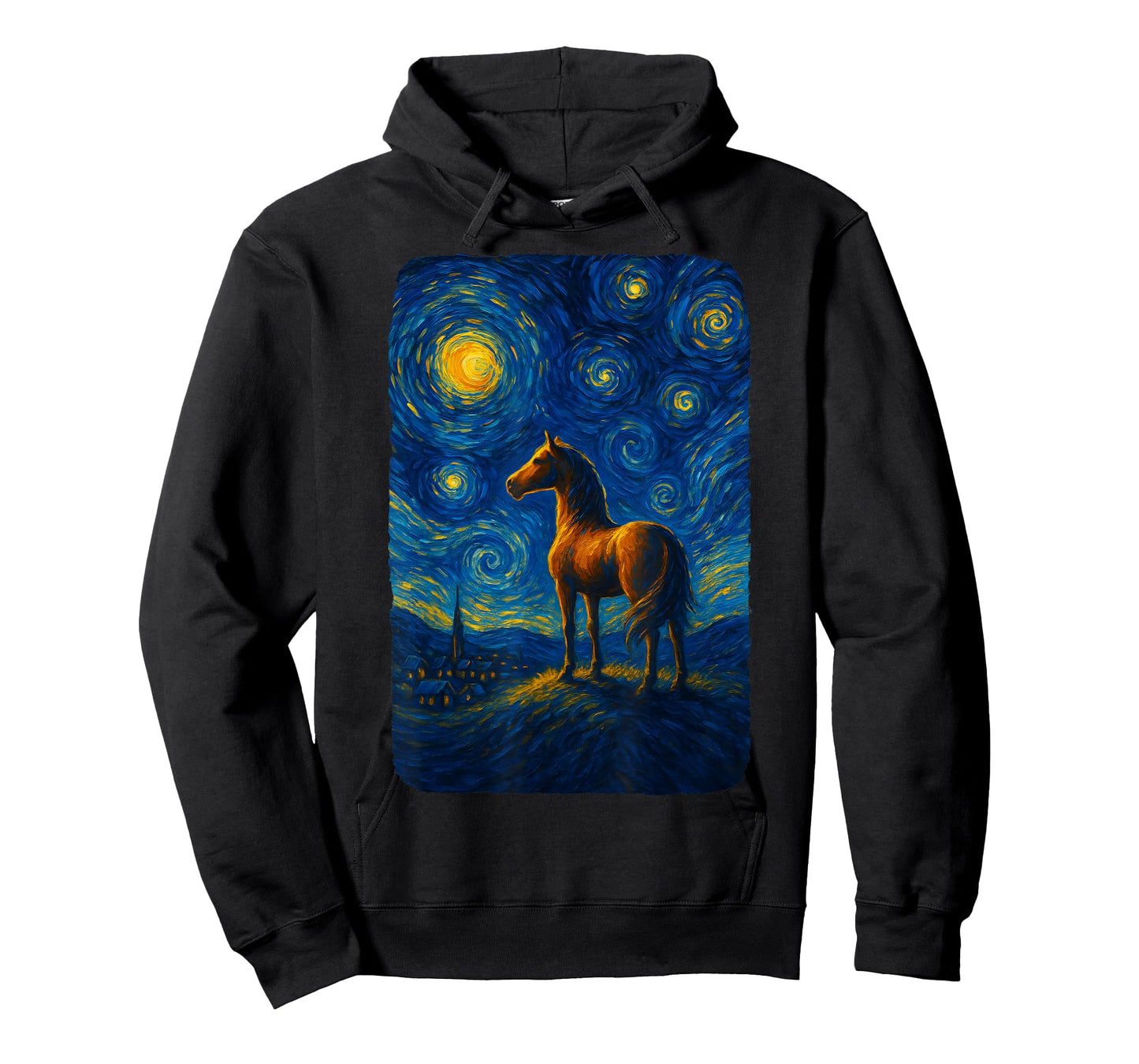Horse Starry Funny Night Horses Lover Van Gogh Cowgirl Women T-Shirt