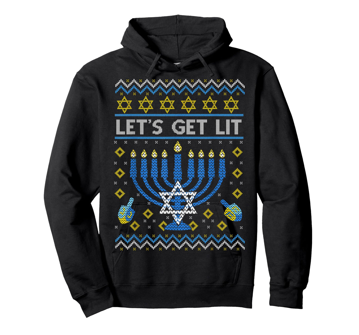 Let's Get Lit Funny Jewish Holiday Chanukah Ugly Hanukkah T-Shirt