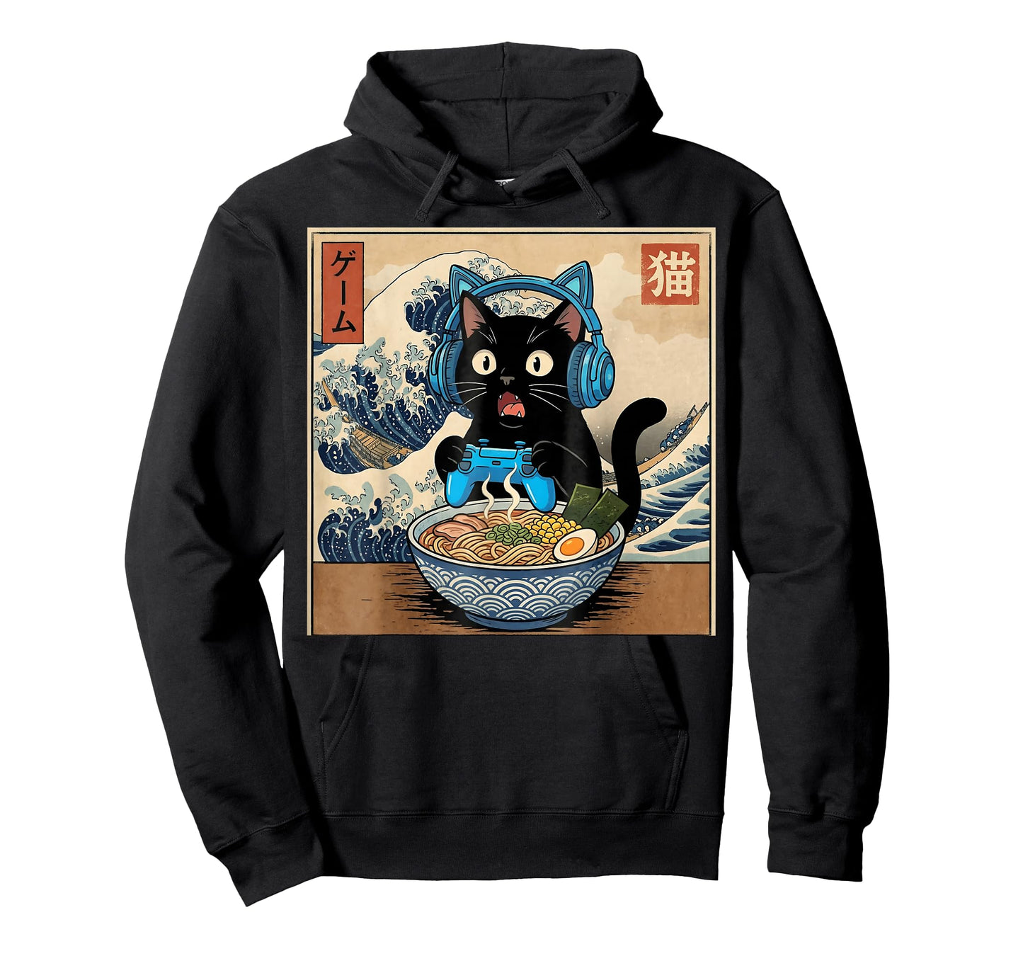 Cute Kawaii Gamer Cat Funny Ramen Japanese Cat Gaming T-Shirt