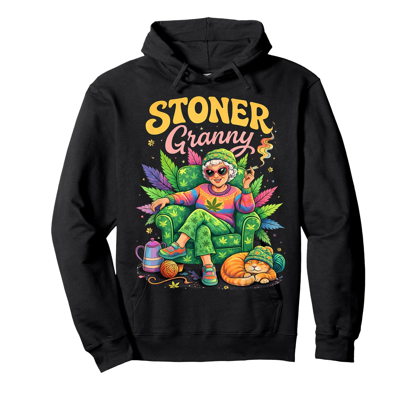 Cannabis Weed Smoking Grandma Marrijuna 420 Stoner Granny T-Shirt