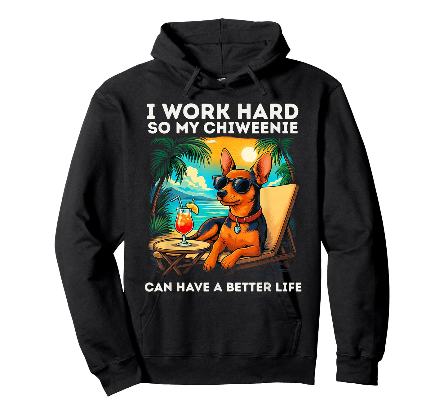 Chiweenie Lover I Work Hard Design Funny Chiweenie T-Shirt