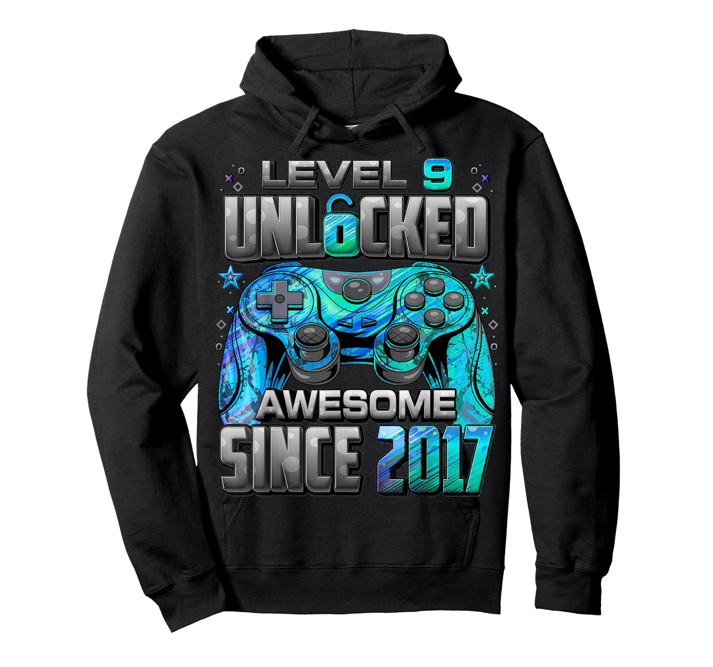 Level 9 Unlocked Awesome Since 2017 9th Birthday Gaming T-Shirt