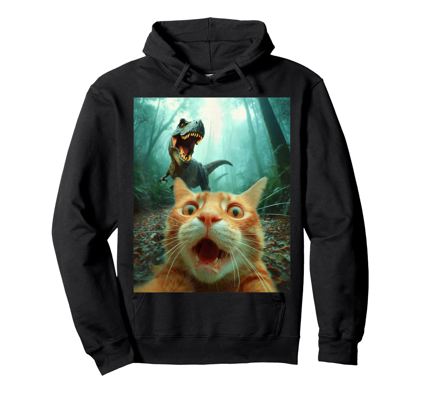 Cat Selfie with T-Rex Dinosaur Trex Dino Men Women Kids T-Shirt