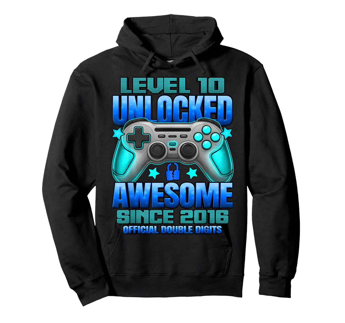 Official Double Digits Level 10 Unlocked 10th Birthday Boy T-Shirt