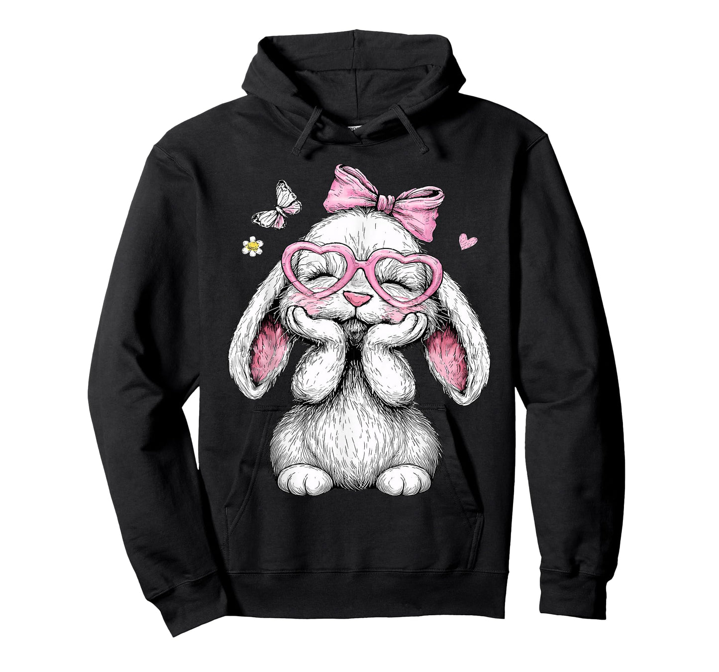 Girls Easter Cute Bunny Face Pink Easter Kids Toddler Girls T-Shirt
