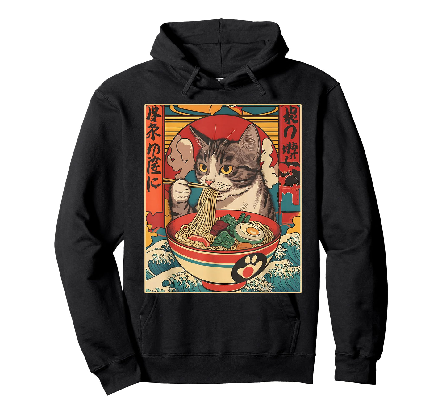 Kawaii Cat Eating Ramen Noodles Funny Anime Gift Girls Teens T-Shirt