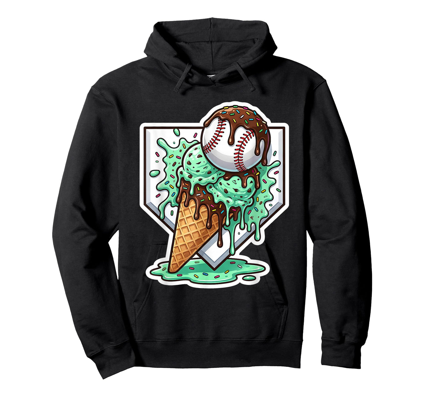 Baseball Boys Ice Cream Drip Baseball Boys Youth Mint Choco T-Shirt