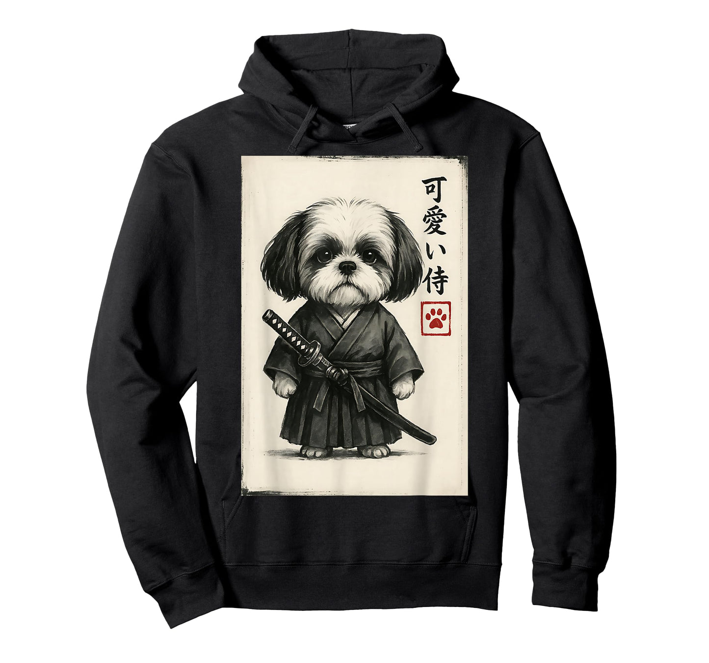 Shih Tzu Samurai Ink Art Sumi-e Style Novelty Kawaii T-Shirt
