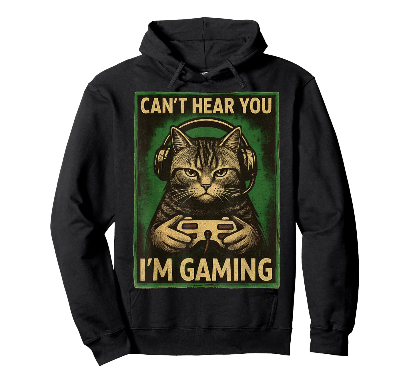 Can't Hear You I'm Gaming Funny Gamer Cat Playing Video Game T-Shirt